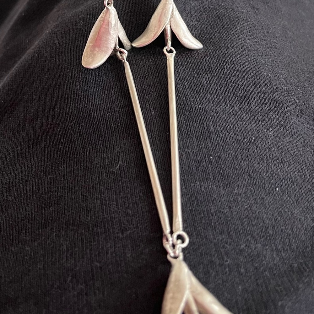 Stunning Solid Sterling Silver Floral Drop Link One of a Kind Necklace!
